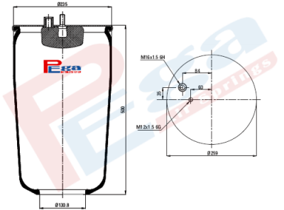 P10.4884.S01 Пневморессора 1R11-820 верхняя часть (Pega P10.4884.S01 Пневморессора 1R11-820 верхняя часть)